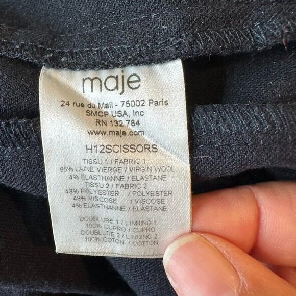 Maje Tuxedo Stripe Dress Pants Navy Wool US 4 FR 36 Preppy City Career Paris - Picture 10 of 12